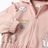 Hooded brushed jacket with The Aristocats prints for baby girls, pink