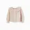 Openwork knit jacket with ruffle collar for baby girls, beige