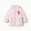 Hooded puffer jacket with Minnie print for babies and girls, light pink