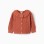 Openwork knit cardigan with ruffled collar for baby girls, terracotta