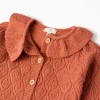 Openwork knit cardigan with ruffled collar for baby girls, terracotta