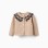 Knitted cardigan with striped collar for baby girls, beige/navy blue