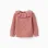Openwork knit jumper with ruffled collar for baby girls, pink