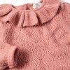 Openwork knit jumper with ruffled collar for baby girls, pink