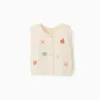 Knitted vest with floral embroidery for baby girls, white