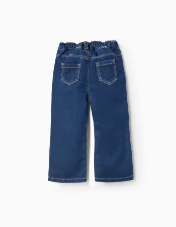 Flared Denim Trousers in Comfort Denim for Baby Girls, Blue