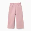 Wide leg fleece trousers with elastic waistband for baby girls, pink