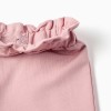 Wide leg fleece trousers with elastic waistband for baby girls, pink