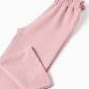 Wide leg fleece trousers with elastic waistband for baby girls, pink
