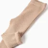 Ribbed knit trousers for baby girls, beige