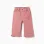 Wide leg twill trousers with ruffles for baby girls, pink