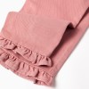 Wide leg twill trousers with ruffles for baby girls, pink