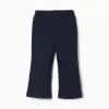 Flared brushed leggings for baby girls, navy blue
