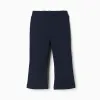 Flared brushed leggings for baby girls, navy blue