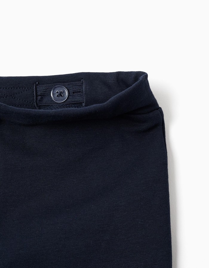Flared brushed leggings for baby girls, navy blue