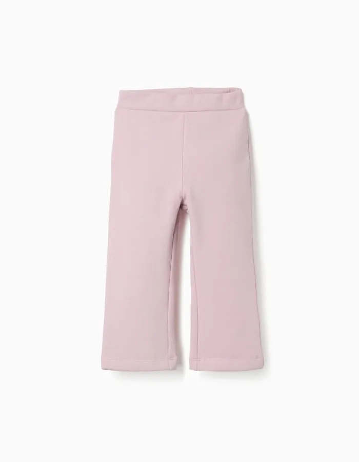 Flared brushed leggings for baby girls, lilac