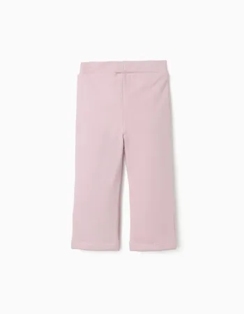 Flared brushed leggings for baby girls, lilac