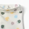 Brushed fleece trousers with dots pattern for baby girls, white