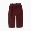 Corduroy trousers with ruffled paperbag waist for baby girls, burgundy
