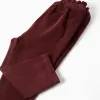 Corduroy trousers with ruffled paperbag waist for baby girls, burgundy