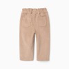Corduroy trousers with ruffled paperbag waist for baby girls, beige