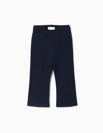 Flared Roma knit leggings for baby girls, dark blue