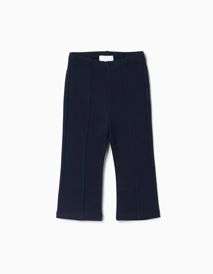 Flared Roma knit leggings for baby girls, dark blue