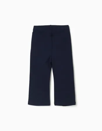 Flared Roma knit leggings for baby girls, dark blue