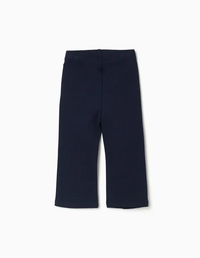 Flared Roma knit leggings for baby girls, dark blue