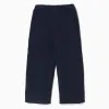 Wide leg ribbed knit trousers for baby girls, navy blue