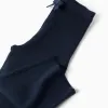 Wide leg ribbed knit trousers for baby girls, navy blue
