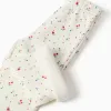Brushed flared trousers with floral pattern for baby girls, white