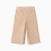 Wide leg corduroy trousers with elastic waist for baby girls, beige