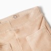 Wide leg corduroy trousers with elastic waist for baby girls, beige