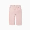 Baggy twill trousers for baby girls, light pink