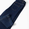 Wide leg jeans with front snap buttons for baby girls, dark blue