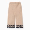 Knitted trousers with striped hem for baby girls, beige/navy blue