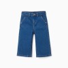 Wide leg jeans with 4 pockets for baby girls, blue