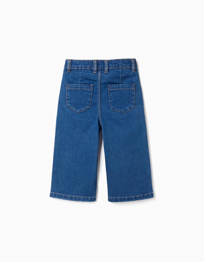 Wide leg jeans with 4 pockets for baby girls, blue