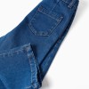 Wide leg jeans with 4 pockets for baby girls, blue