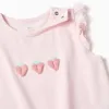 Cotton pyjamas with heart prints and ruffles for baby girls, light pink