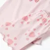 Cotton pyjamas with heart prints and ruffles for baby girls, light pink