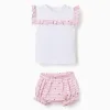 Cotton pyjamas with stripes and hearts for baby girls, white/pink