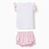 Cotton pyjamas with stripes and hearts for baby girls, white/pink