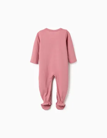 Pack of 2 cotton babygrows with prints for newborn and baby girls, pink