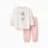 Velvet pyjamas with Stitch print for newborn and baby girls, beige/pink