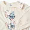 Velvet pyjamas with Stitch print for newborn and baby girls, beige/pink