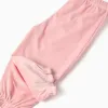 Velvet pyjamas with Stitch print for newborn and baby girls, beige/pink