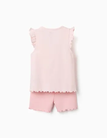 Short pyjamas with Minnie & Figaro for newborn and baby girls, pink