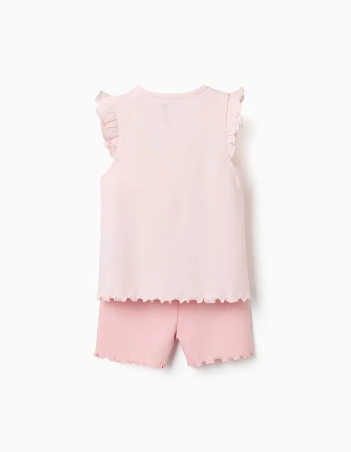 Short pyjamas with Minnie & Figaro for newborn and baby girls, pink
